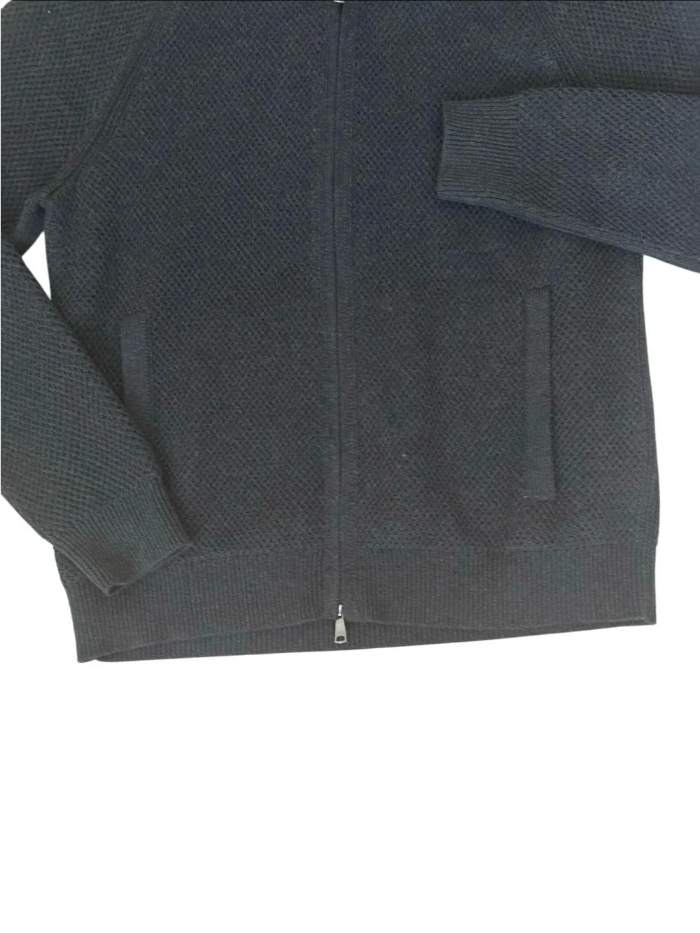 Banana Republic Supima Cotton Men's Full-Zip Charcoal Knit Sweater Jacket. Lg
